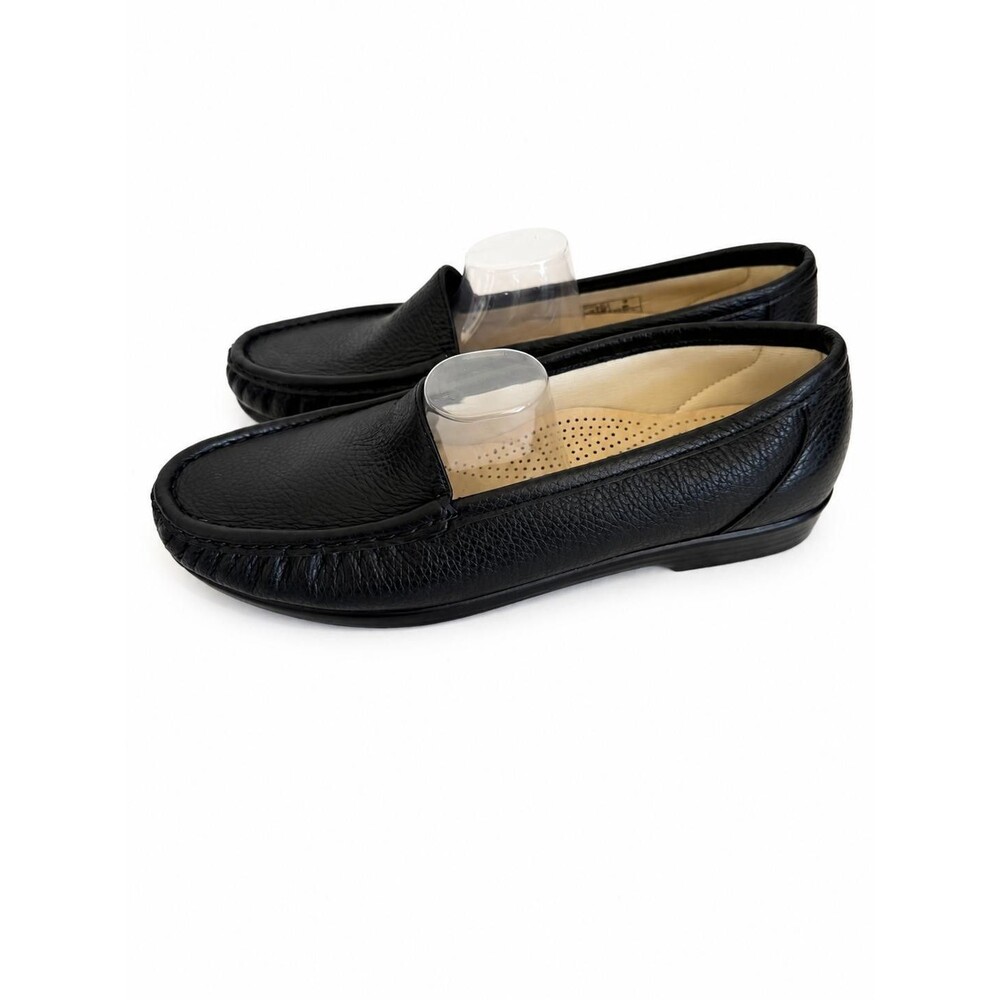 SAS Simplify Womens Black Leather Slip On Loafer Moccasin Size 9 M